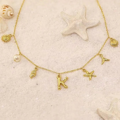 [Gaonasi]Avaria Ocean Initial Necklace