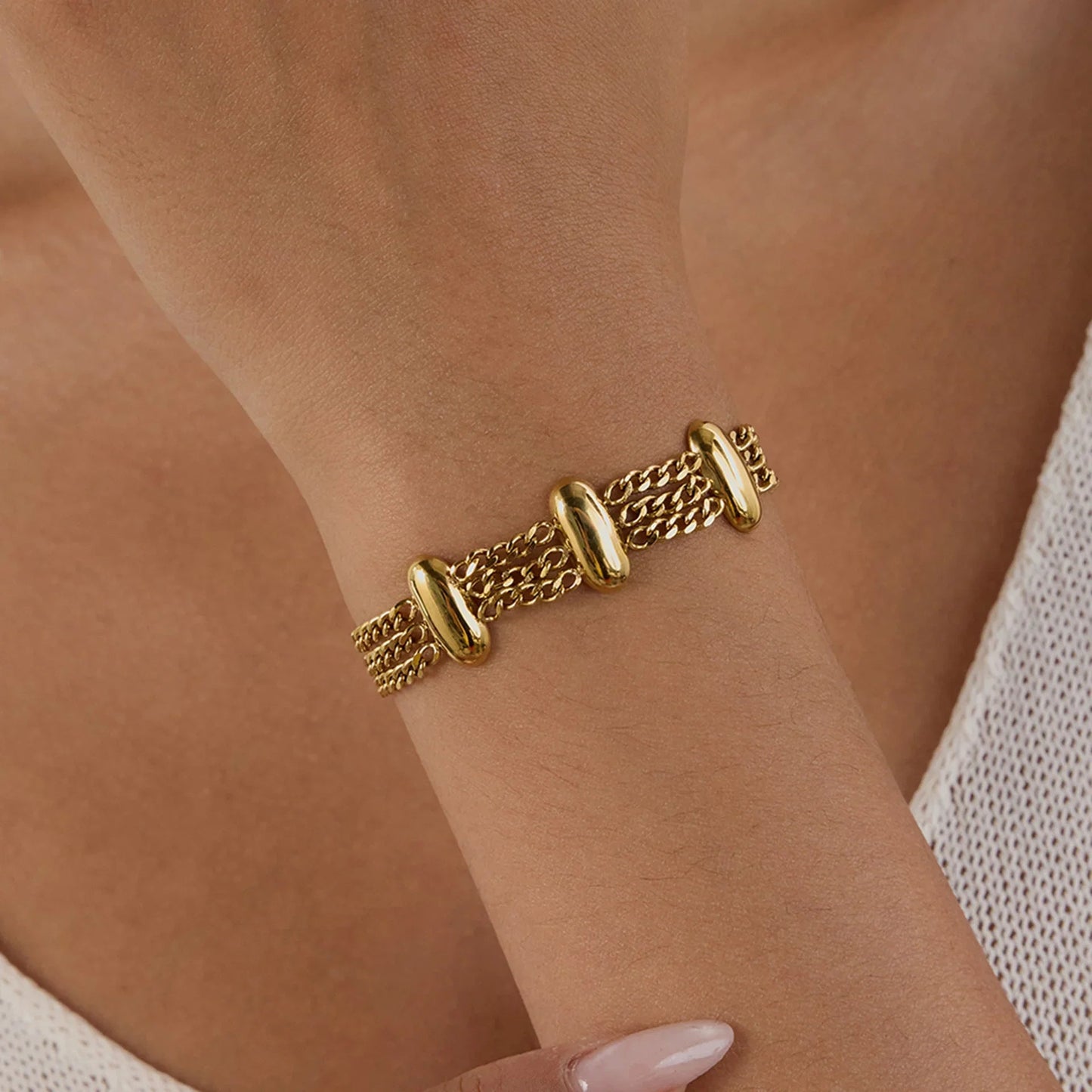 [Gaonasi]Kathleen Layered Chain Gold Bracelet