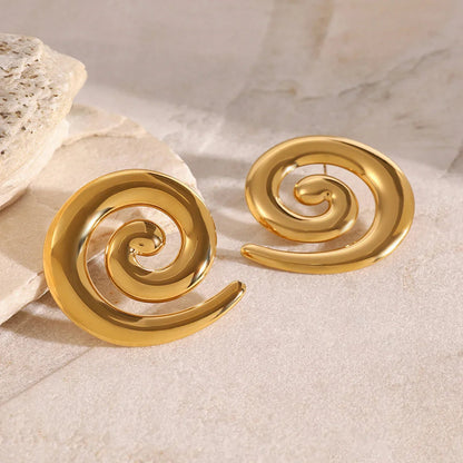 [Gaonasi]Zarya Spiral Gold Earrings
