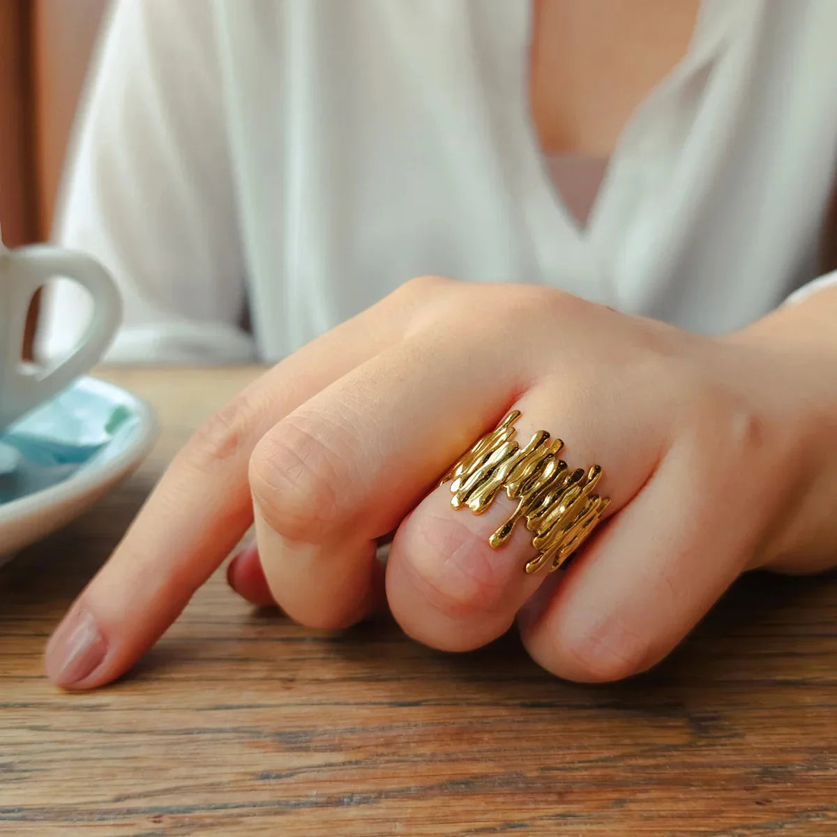 [Gaonasi]Zoella Abstract Gold Ring