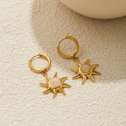 [Gaonasi]Helia Sun-shaped Moonstone Earrings