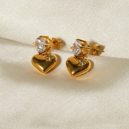 [Gaonasi]Emmeline Heart Gold Earrings
