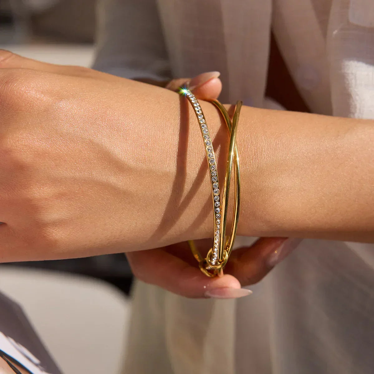 [Gaonasi]Quinley Stacked Diamond Bracelet