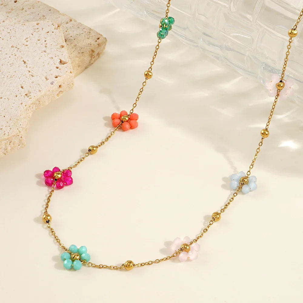 [Gaonasi]Azalea Floral Gold Necklace