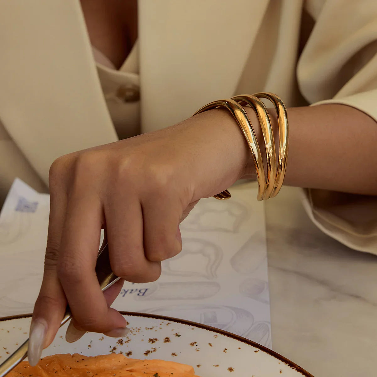 [Gaonasi]Meredith Triple Layer Gold Bangle