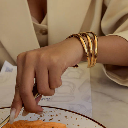 [Gaonasi]Meredith Triple Layer Gold Bangle