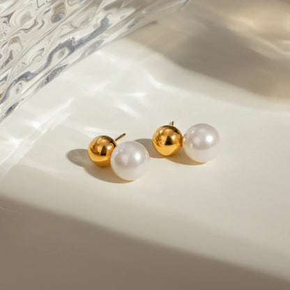 [Gaonasi]Nautica Dome Pearl Earrings