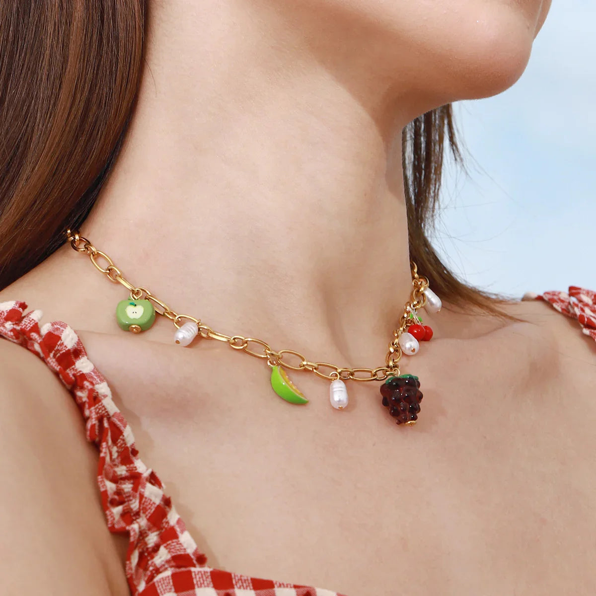 [Gaonasi]Michelle Fruit Charm Gold Necklace
