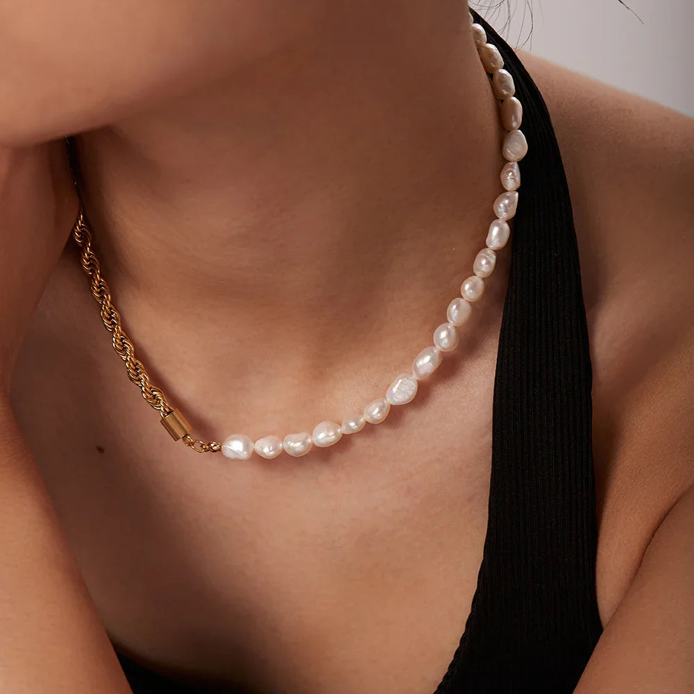 [Gaonasi]Dualia Gold Pearl Necklace