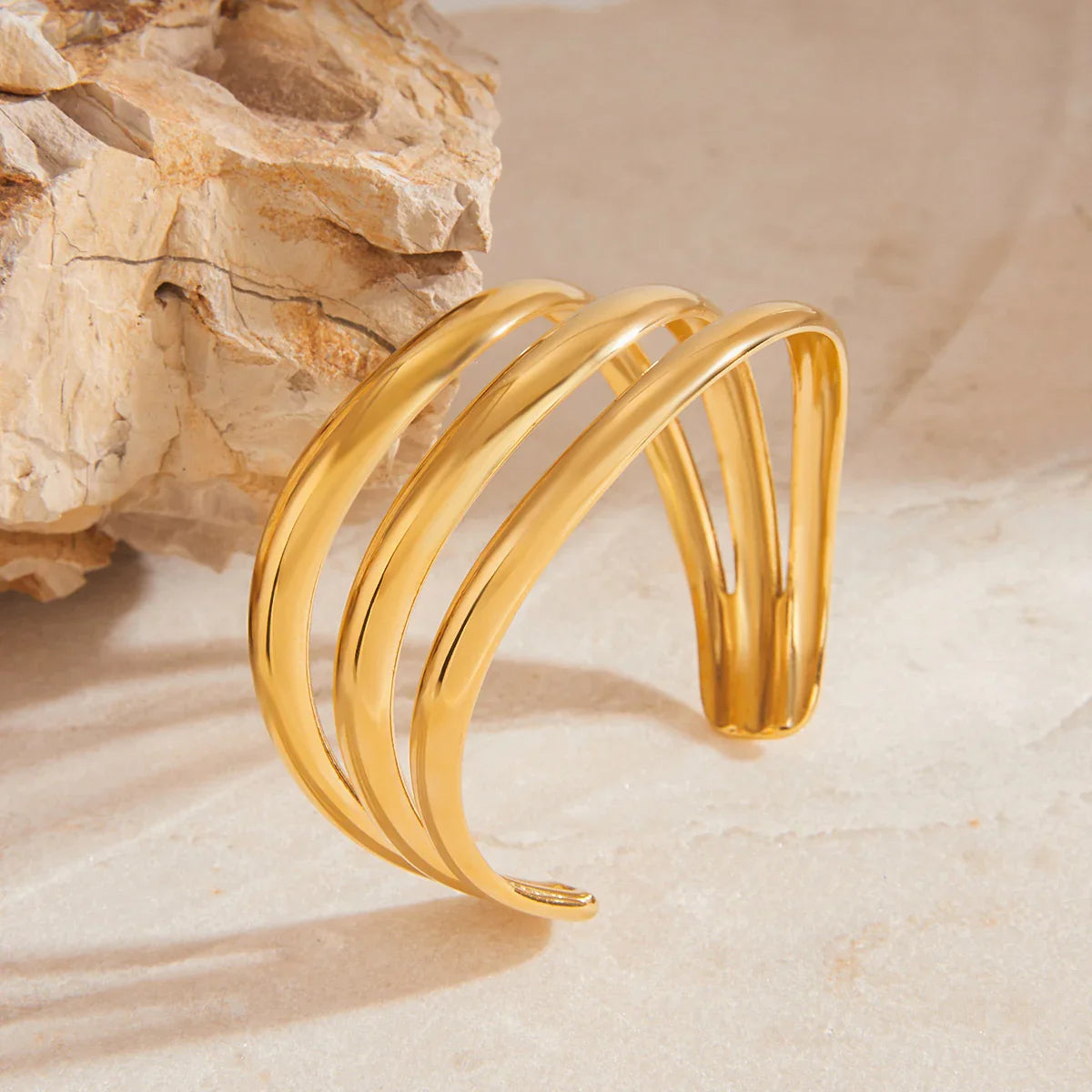[Gaonasi]Meredith Triple Layer Gold Bangle
