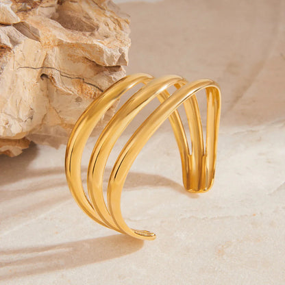 [Gaonasi]Meredith Triple Layer Gold Bangle