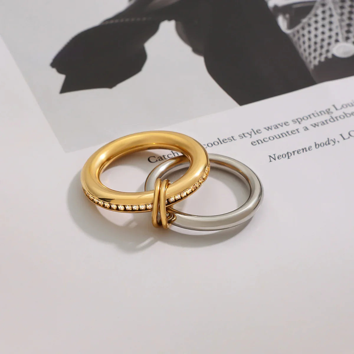 [Gaonasi]Claire Two Tone Ring Stack
