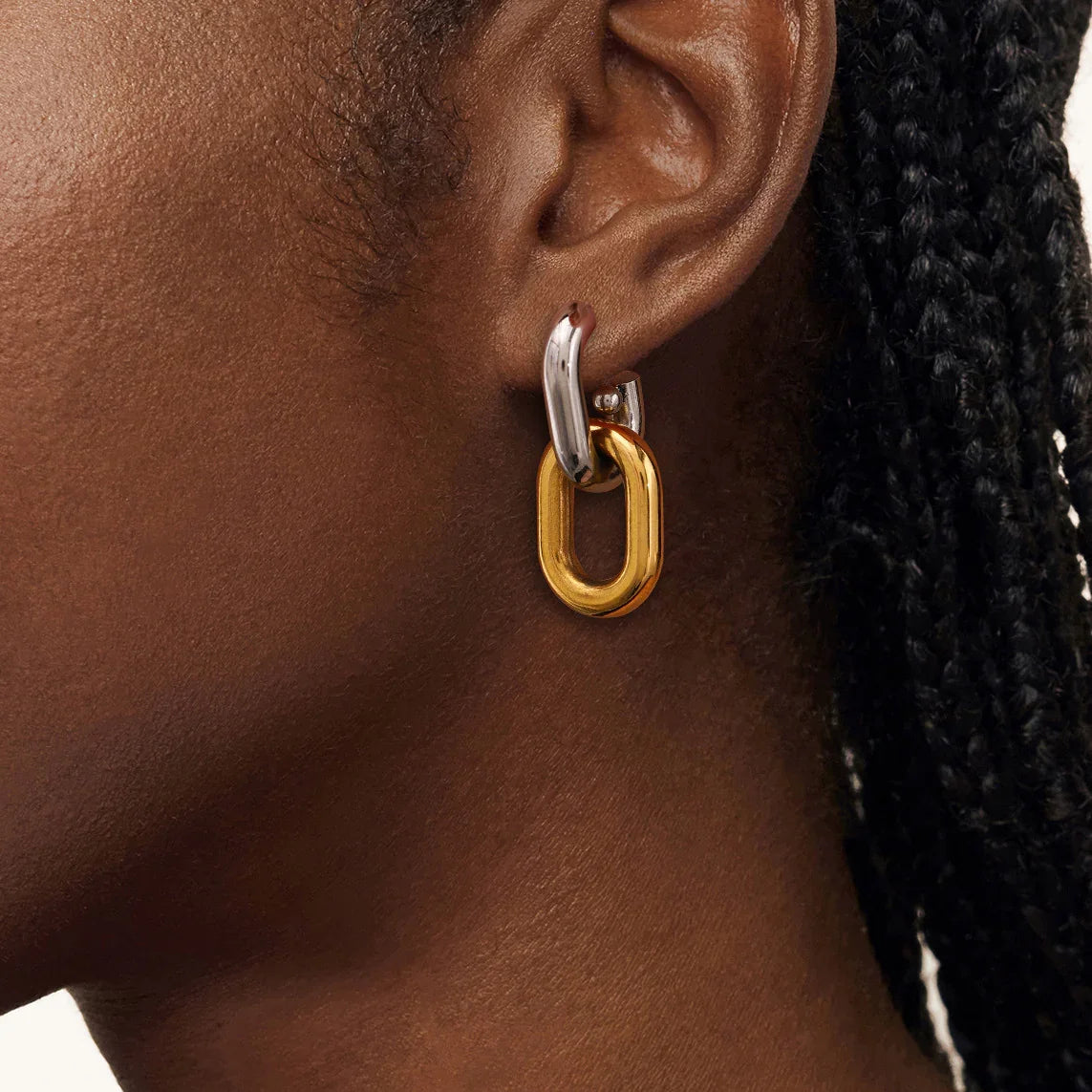 [Gaonasi]Taylor Two Tone Double Hoops