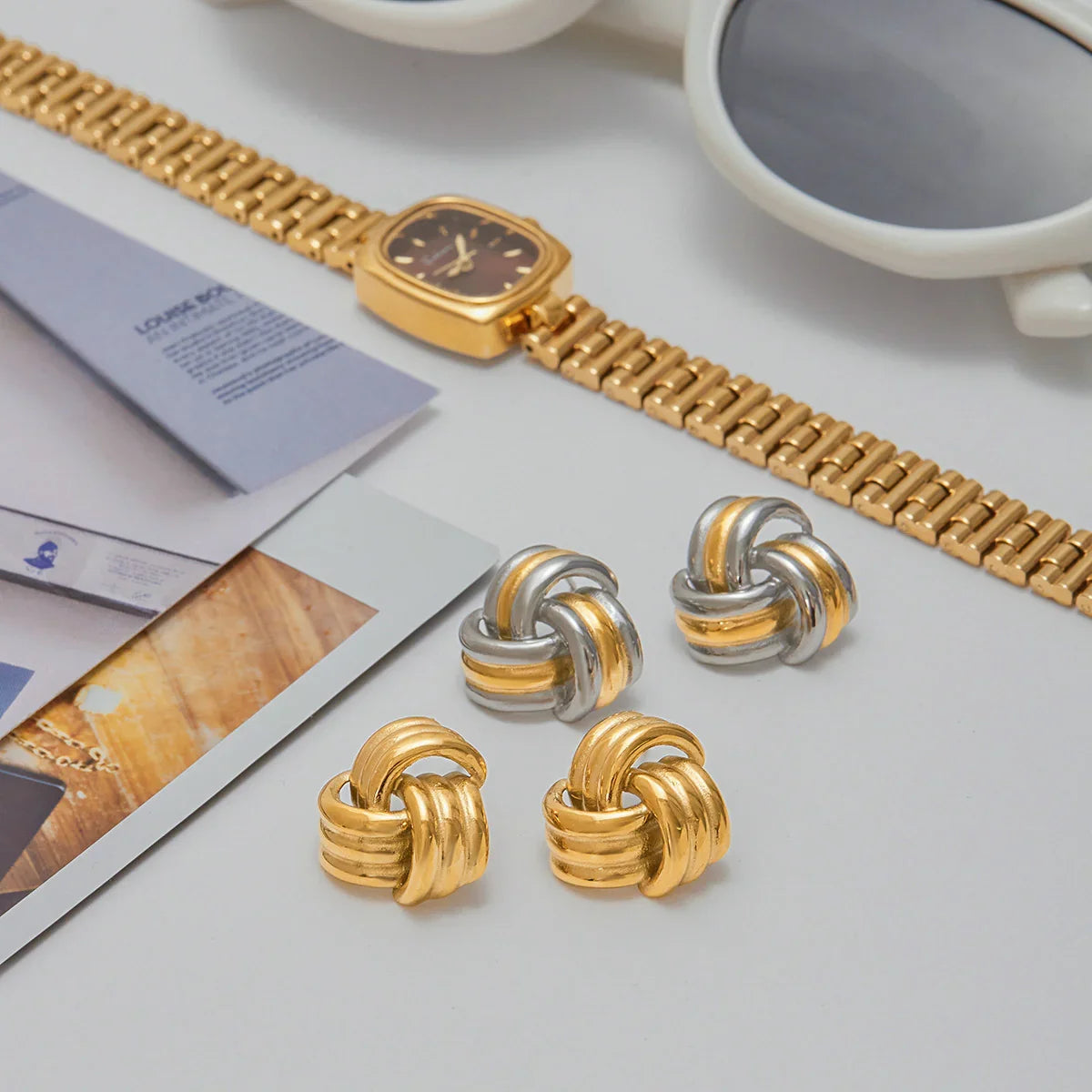 [Gaonasi]Avielle Chunky Gold Knot Earrings