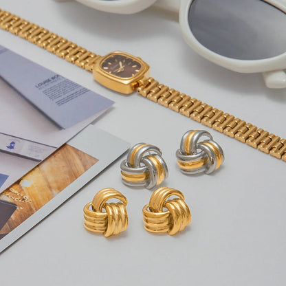[Gaonasi]Avielle Chunky Gold Knot Earrings