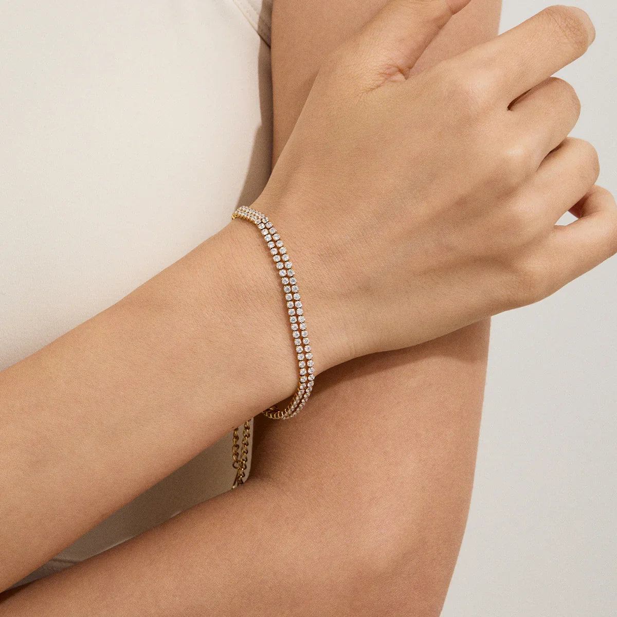 [Gaonasi]Celene Layered Tennis Bracelet