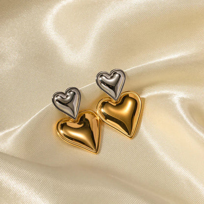 [Gaonasi]Zofia Two Tone Heart Earrings
