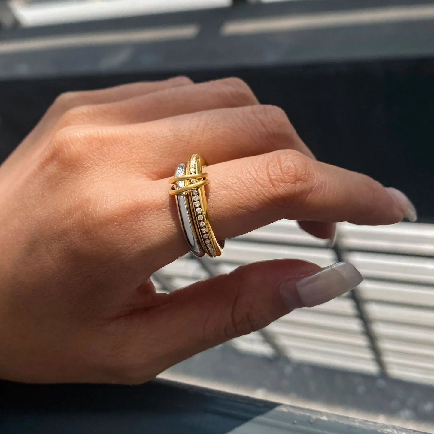 [Gaonasi]Claire Two Tone Ring Stack