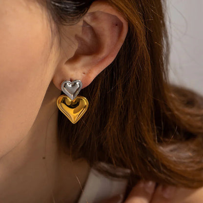 [Gaonasi]Zofia Two Tone Heart Earrings