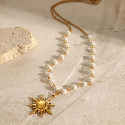 [Gaonasi]Apollo Sun Pearl Necklace