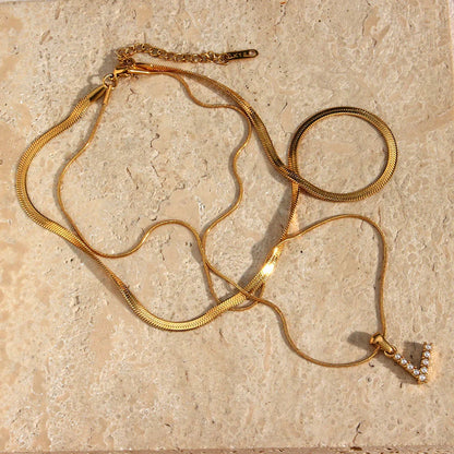 [Gaonasi]Fiona Layered Gold Initial Letter Necklace