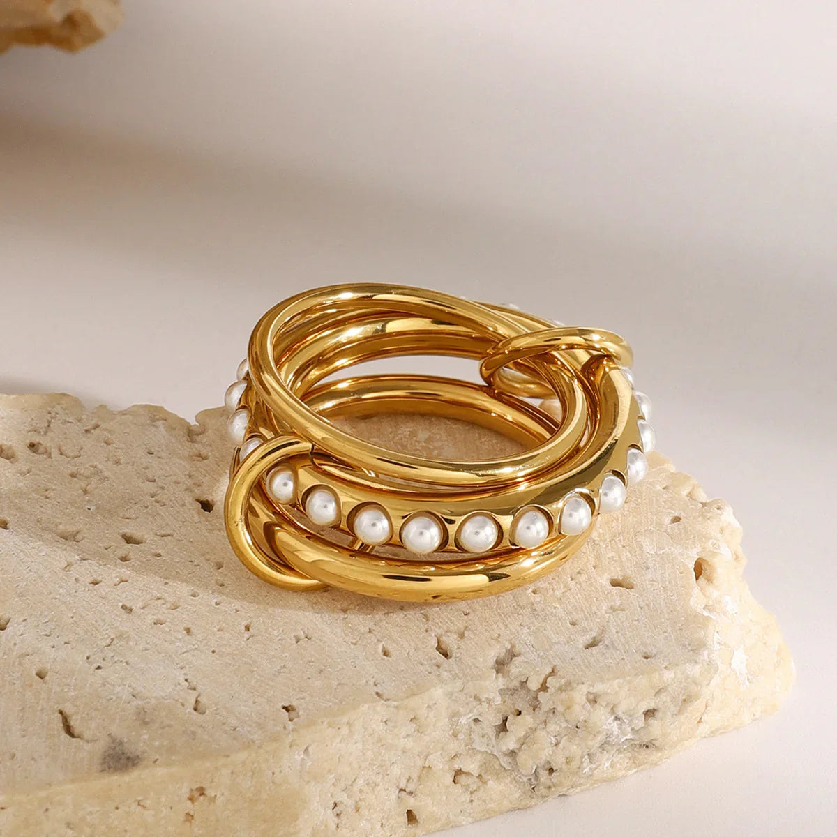 [Gaonasi]Mikayla Stacked Freshwater Pearl Ring