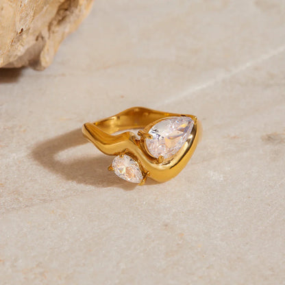 [Gaonasi]Soletta Diamond Teardrop Gold Ring