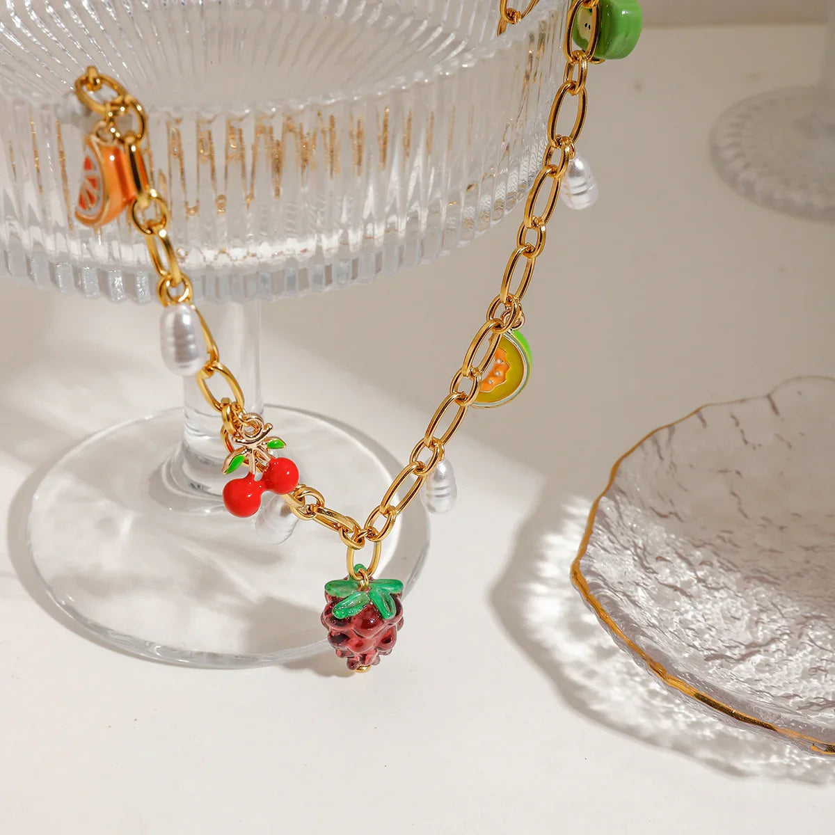 [Gaonasi]Michelle Fruit Charm Gold Necklace