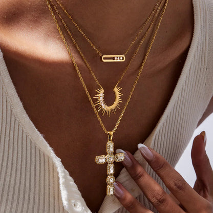 [Gaonasi]Evangelina Diamond Cross Necklace