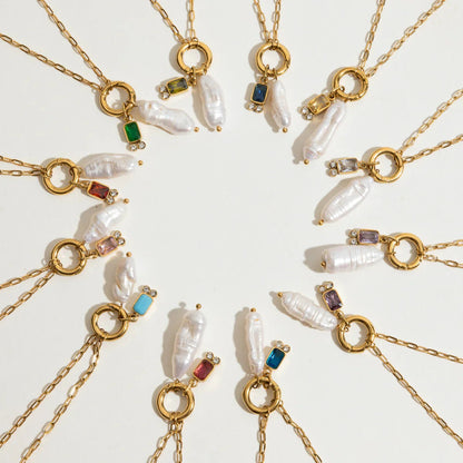 [Gaonasi]Caitlin Birthstone Pearl Necklace