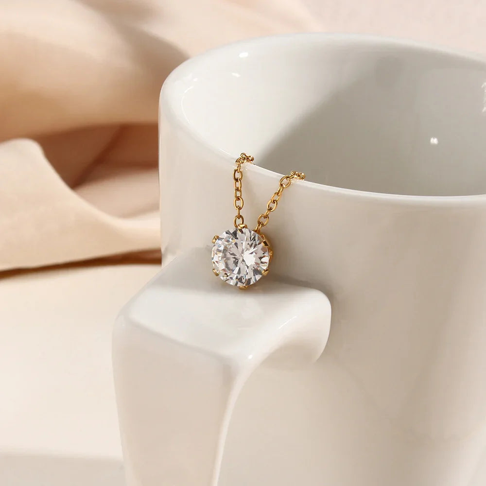 [Gaonasi]Kyla Solitaire Gold Necklace