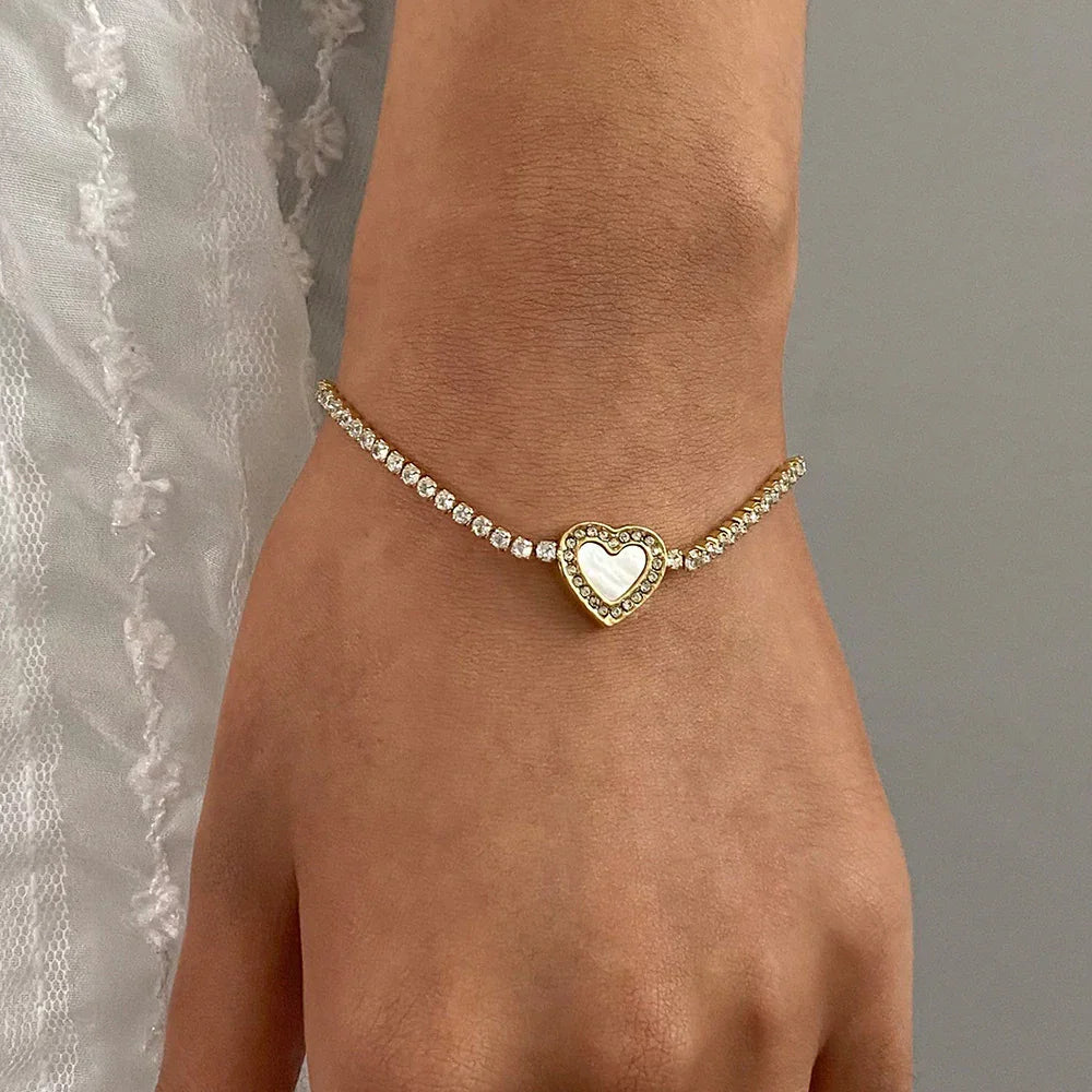 [Gaonasi]Cameron Diamond Heart Tennis Bracelet
