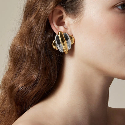 [Gaonasi]Maxine Rippled Gold Earrings