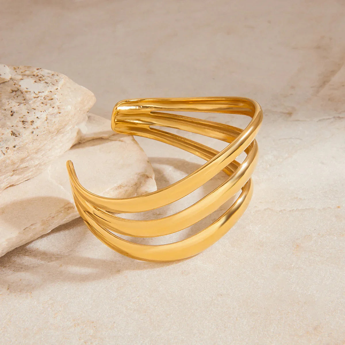 [Gaonasi]Meredith Triple Layer Gold Bangle