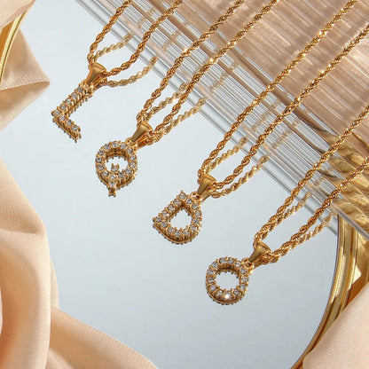 [Gaonasi]Maeve Letter Initial Diamond Necklace