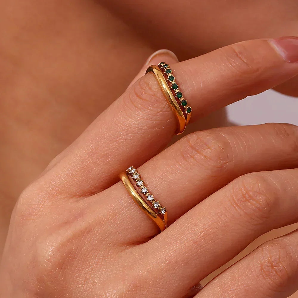 [Gaonasi]Adeline Diamond Simulant Gold Ring