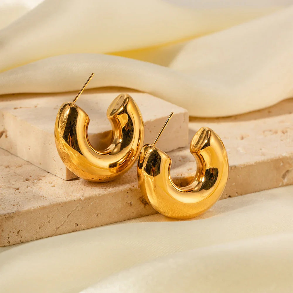 [Gaonasi]Natalia Chunky Gold Hoops