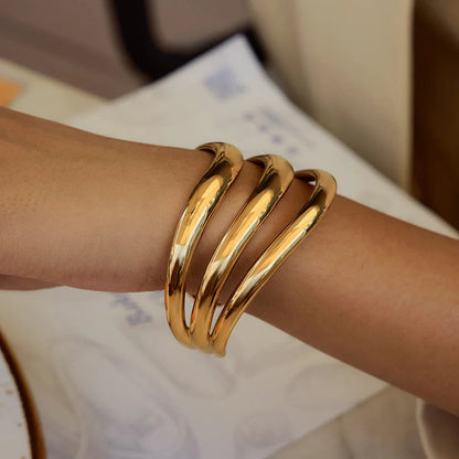 [Gaonasi]Meredith Triple Layer Gold Bangle