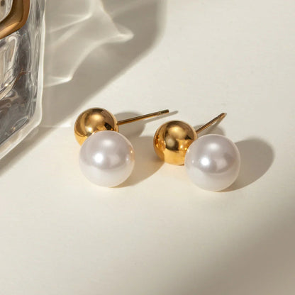 [Gaonasi]Nautica Dome Pearl Earrings