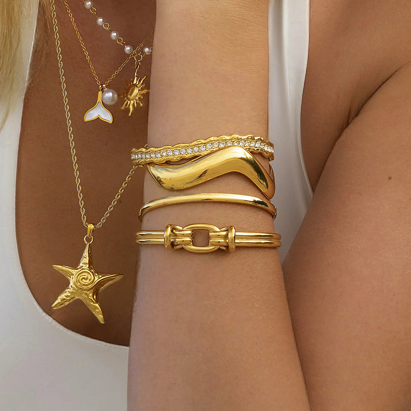 [Gaonasi]Tammy Gold Starfish Necklace