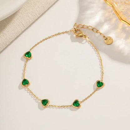 [Gaonasi]Francia Green Heart Bracelet