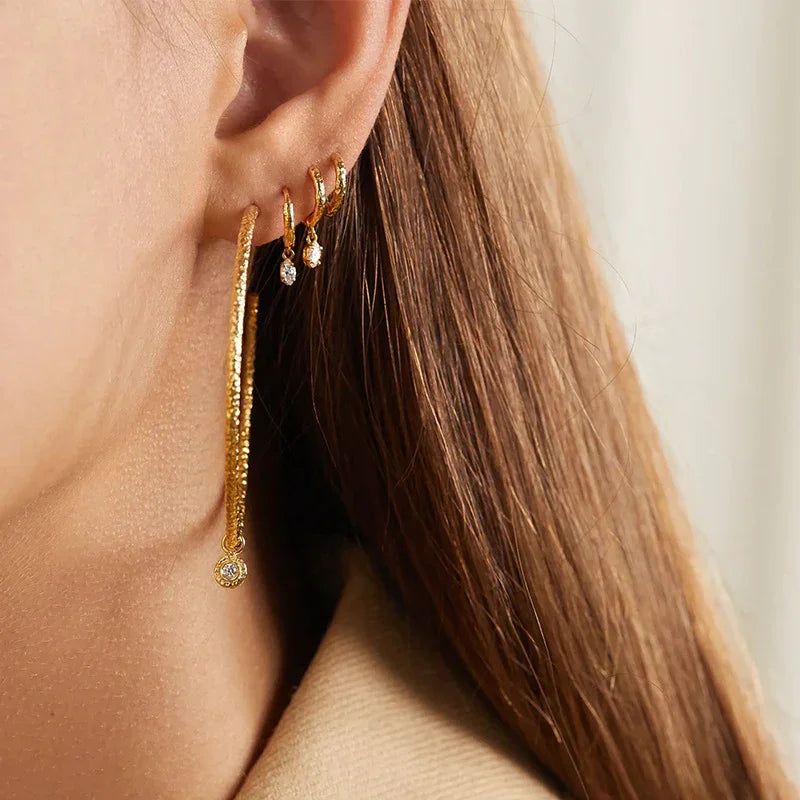 [Gaonasi]Shayla Hammered Diamond Hoops