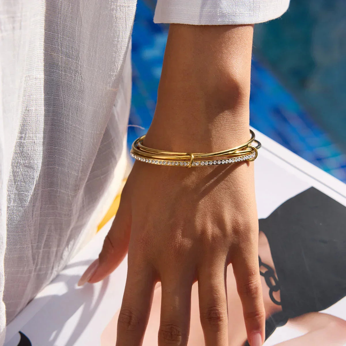 [Gaonasi]Quinley Stacked Diamond Bracelet