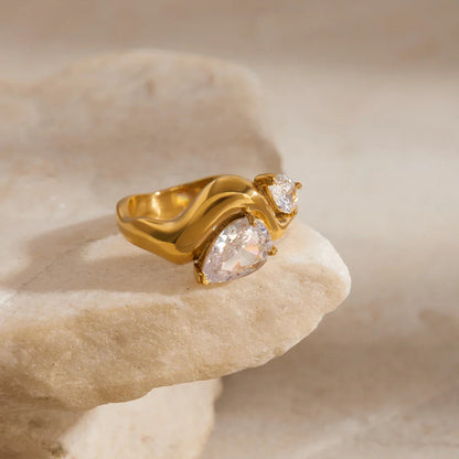 [Gaonasi]Soletta Diamond Teardrop Gold Ring