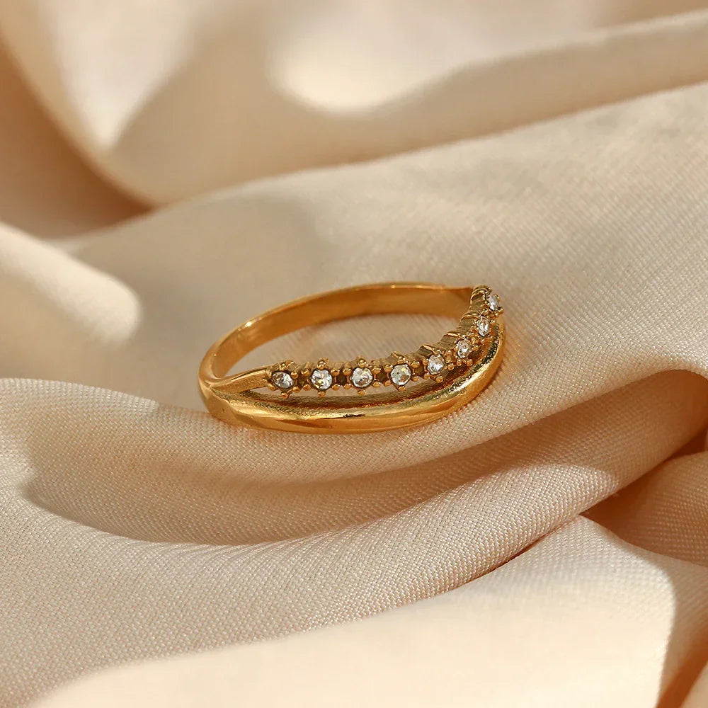 [Gaonasi]Adeline Diamond Simulant Gold Ring
