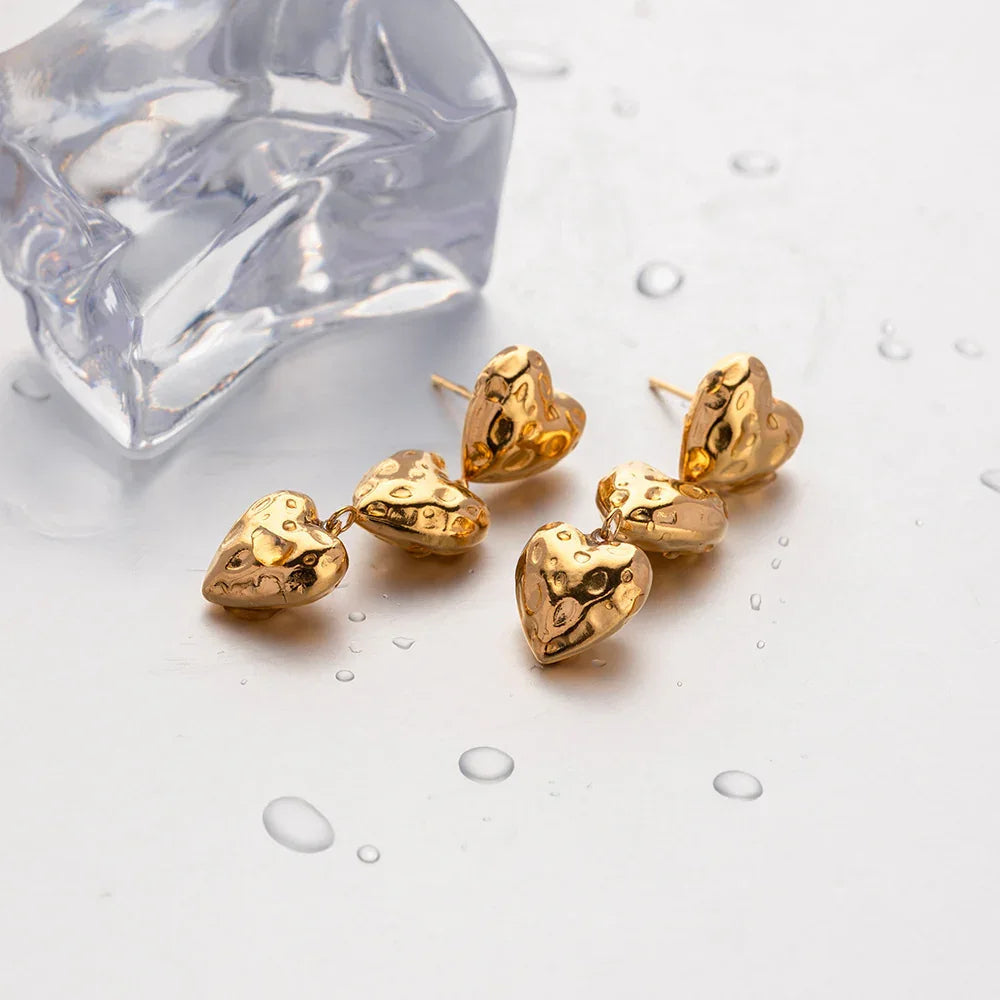 [Gaonasi]Heather Heart Gold Earrings