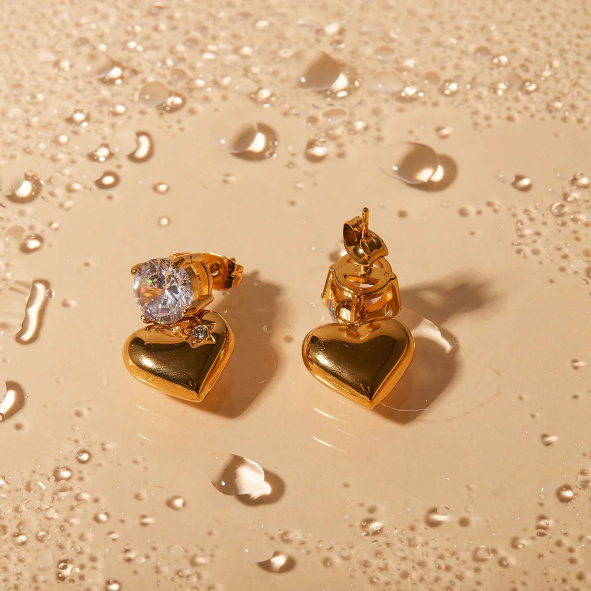 [Gaonasi]Emmeline Heart Gold Earrings