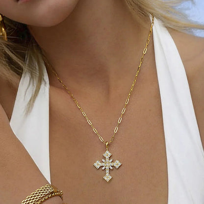 [Gaonasi]Divina Crystal Cross Necklace