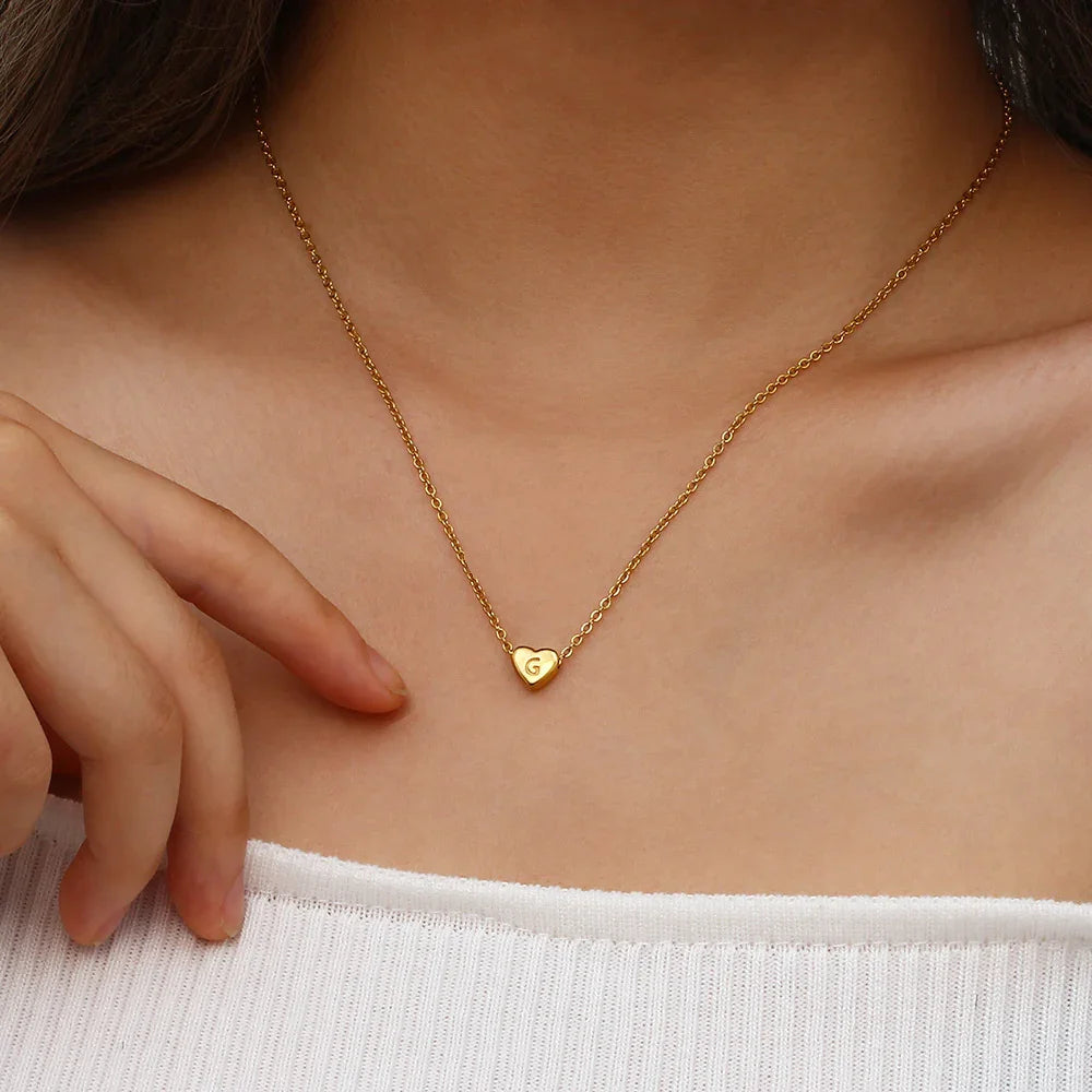 [Gaonasi]Heart Initial Gold Necklace