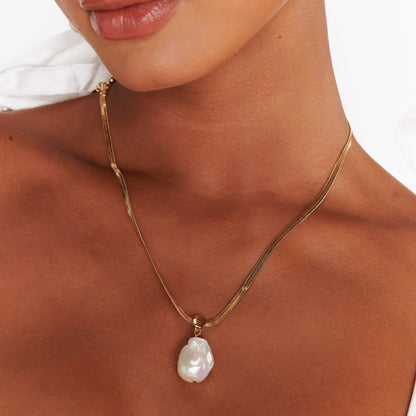 [Gaonasi]Glorietta Herringbone Pearl Necklace